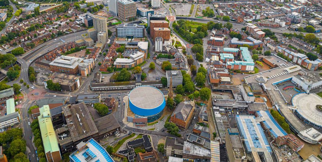Aerial photo taken by estate agents in Coventry
